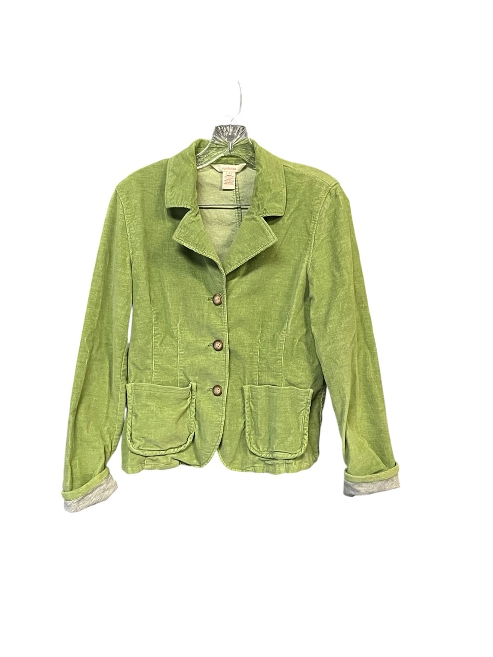 Sundance Women’s Size 4 Green Corduroy Blazer Jacket Stretch Cotton Pockets